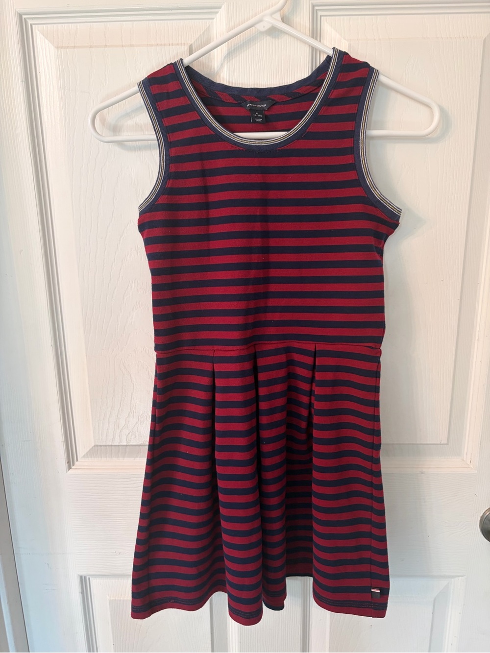 Girls' Tommy Hilfiger Navy and Red Striped Sleeveless Tank Dress sz Medium
